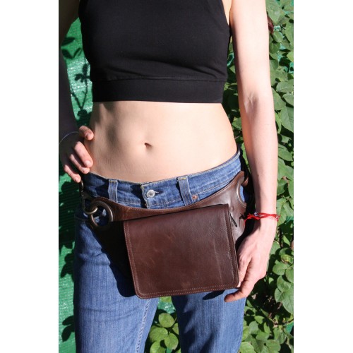 GENUINE LEATHER FANNY PACK RINGS & CARABINER