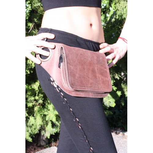 Strong Leather Utility Belt. Fanny pouch  First Quality Leather and clips. Long life YKK zips. Women and Men. Festival Outfit.